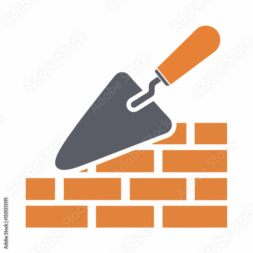 Bricklaying Trowel Icon Vector for Construction Branding.
