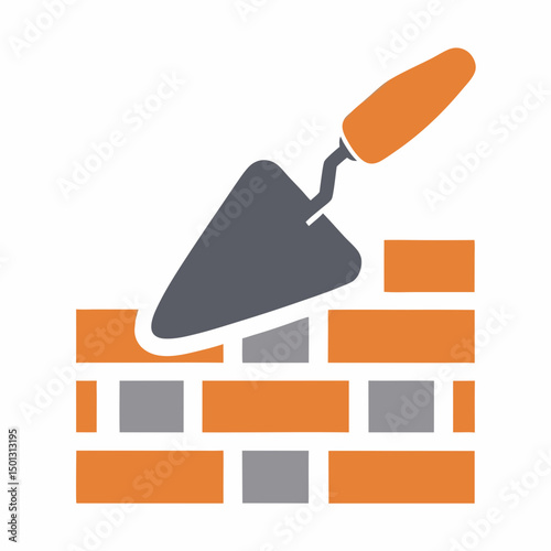 Bricklaying Trowel Icon Vector for Construction Branding.