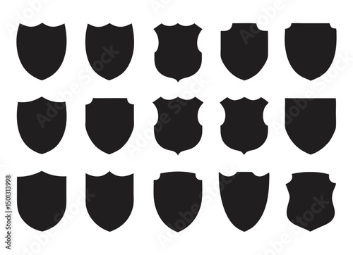 Collection of 15 Blank Outline Shields  Perfect for Logos, Badges, and Crests.  Versatile Designs for Various Projects. Downloadable Vector Graphics for Easy Customization.