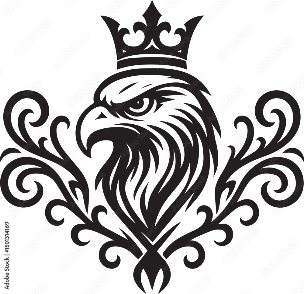 Obraz premium Abstract floral vector design with tribal black animal silhouette pattern