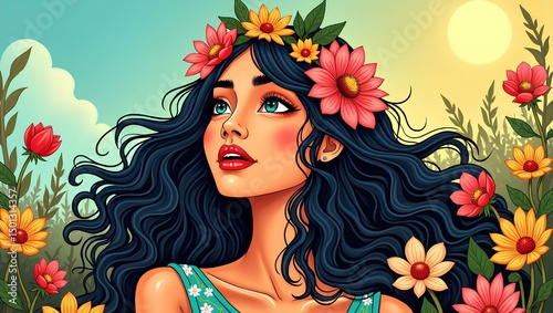 girl with flowers