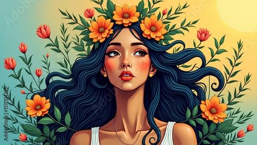 girl with flowers