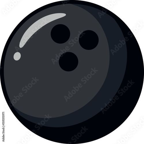 High-Quality Glossy Black Bowling Ball with Three Finger Holes for Professional and Casual Gameplay, Sports Equipment, Recreation, League Matches, Bowling Alley Decor, and Competitive Events