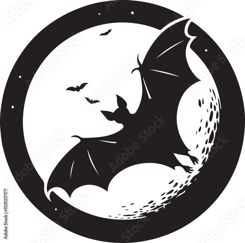 A spooky Halloween night shows a vector moon illustration with a black cat silhouette under a dark sky