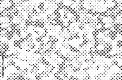 Halftone camouflage pattern background. Classic military clothing style. Masking camo repeat print. Black and white seamless camouflage halftone texture.
