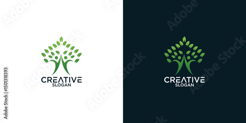 leaf and person logo vector design