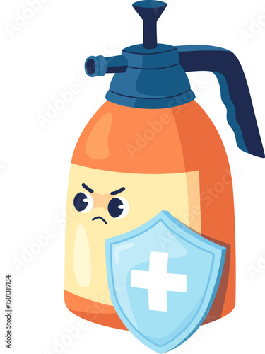 Spray Bottle Protecting Against Germs Illustration