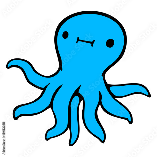 Octopus squid tentacle cephalopod cute sweet comic Isolated Vector Graphic Design Illustration
