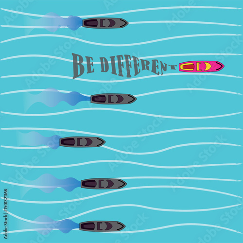 vector illustration about daring to be different from others and going first to see opportunities, suitable for business themes, mindset, innovation and daily life