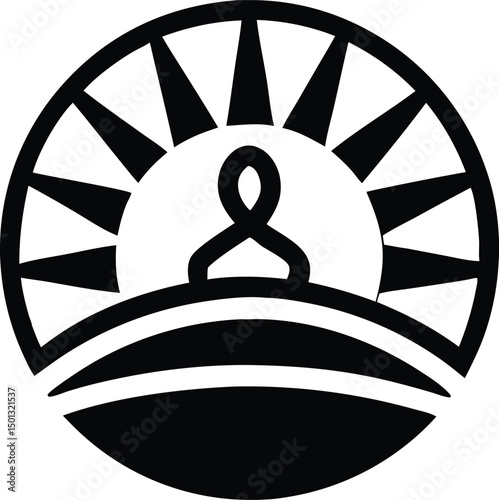 Tranquil silhouette of a meditative figure in a peaceful yoga pose design