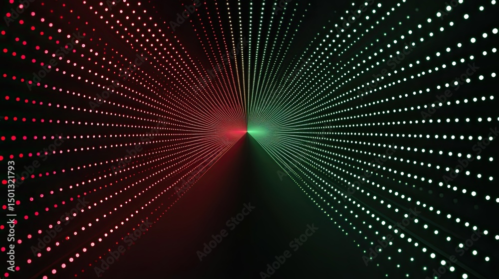 Fototapeta premium A dark background with symmetrical red and green light 