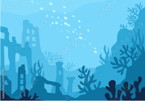 Underwater Deep Ocean Background Scene Illustration