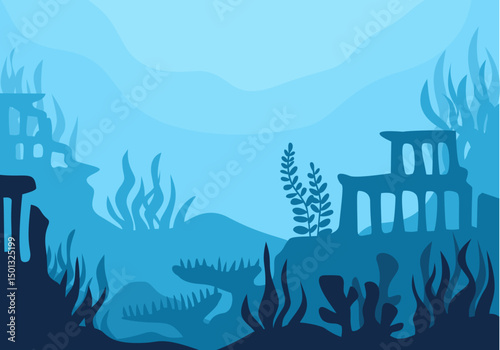 Underwater Deep Ocean Background Scene Illustration