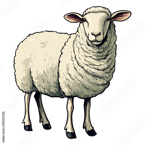 sheep, animal, vector, transparent background, cute, isolated, nature, mammal, wool, farm, pasture, rural, livestock