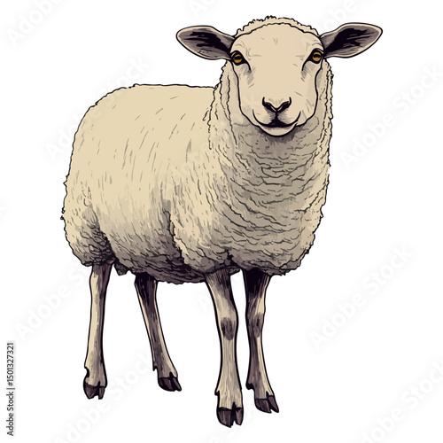 sheep, animal, vector, transparent background, cute, isolated, nature, mammal, wool, farm, pasture, rural, livestock