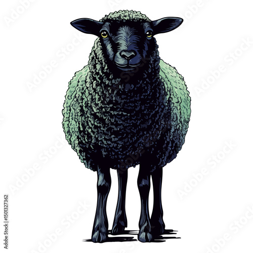 sheep, animal, vector, transparent background, cute, isolated, nature, mammal, wool, farm, pasture, rural, livestock