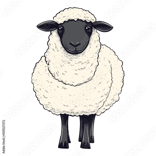 sheep, animal, vector, transparent background, cute, isolated, nature, mammal, wool, farm, pasture, rural, livestock