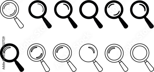 Magnifying glass icon in line style and flat. magnifier or loupe sign isolated on transparent background, Search symbol. Vector illustration