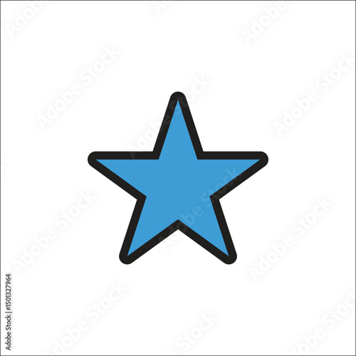  Blue star icon symbolizing favorites, ratings, highlights, quality, or important feature isolated on white background for user interface, ratings, and achievements