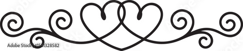 Black Hand-Drawn Double Heart Swirl Vector for Romantic Art