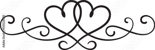 Black Hand-Drawn Double Heart Swirl Vector for Romantic Art 2