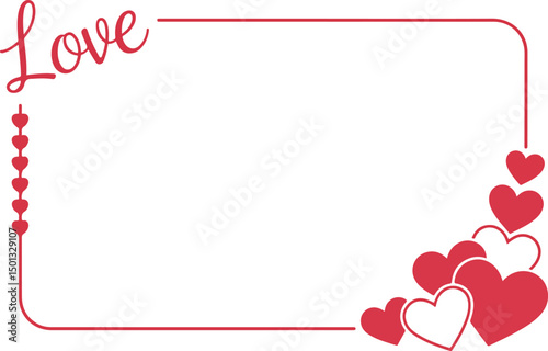 Red Love Border with Hearts Vector for Romantic Frames 2