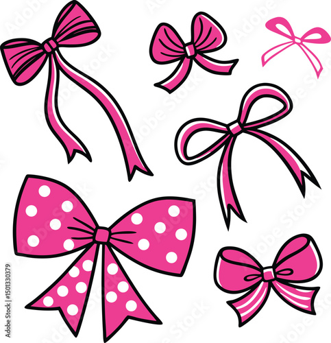 Collection of Pink Bows Various Styles and Patterns