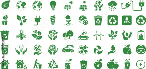 Ecology icon set. Ecofriendly icon, nature icons set on white background. Vector illustration