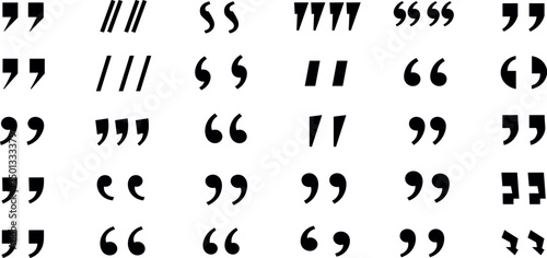 quote mark collection. black quotes icon set. Speech mark. inverted commas symbol. vector illustration