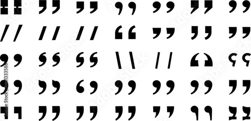 quote mark collection. black quotes icon set. Speech mark. inverted commas symbol. vector illustration