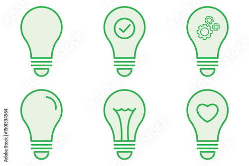 Idea icon. Light bulb sign. Idea vector set. Electric lamp isolated sign. set of bulbs idea concept isolated vector.