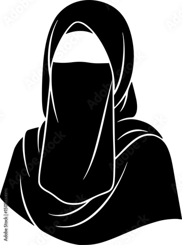 A hijab woman minimalist silhouette design vector art
