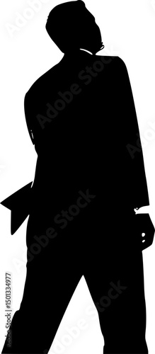 Businessman looks upon the sky silhouette clipart on a white background
