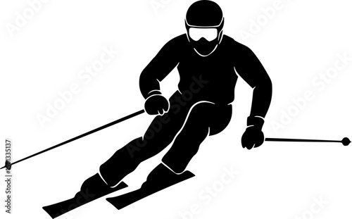 A Skier player minimalist silhouette design vector art
