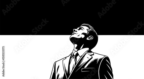 Businessman looks upon the sky black silhouette
