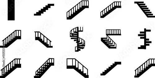 Stair vector icon silhouette black color
