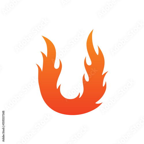 fire shaped letter U company logo vector illustration template design