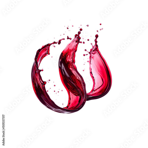 Dynamic red liquid splash abstract background design on transparent background