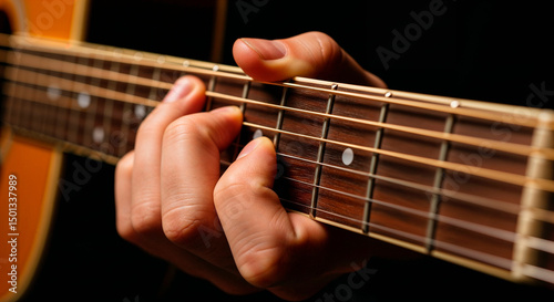 Hands playing acoustic guitar symbolizing creativity music digital detox concept hobby leisure relaxation unplugging technology mindful living art