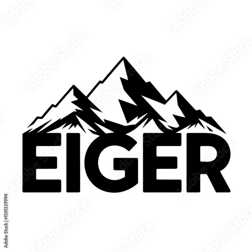 Eiger: Logo mountain range graphic design featuring stylized text in a serene night sky