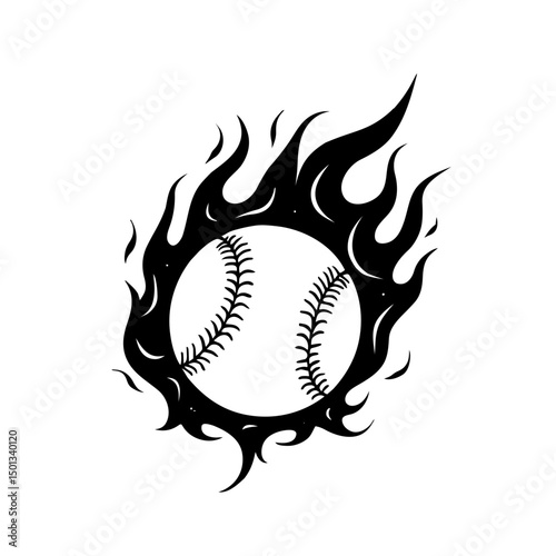 silhouette of flaming baseball vector 