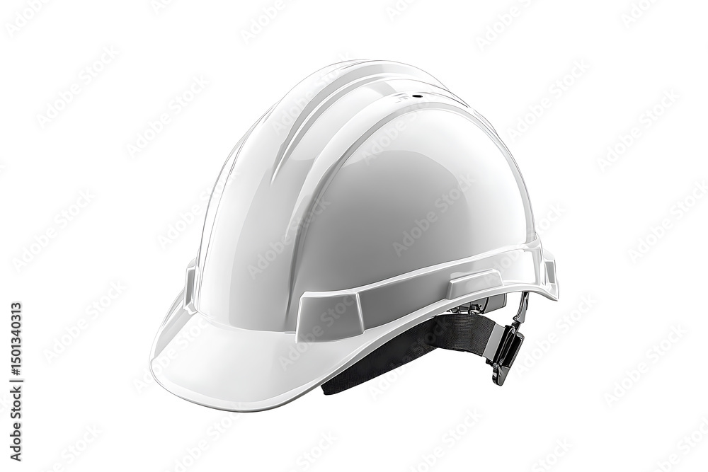 Fototapeta premium Shining White Safety Helmet isolated on a transparent background.
