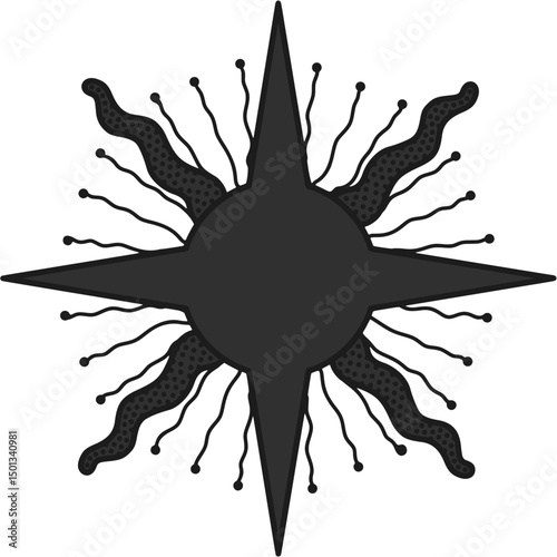 antique sun illustration; vintage solar depiction