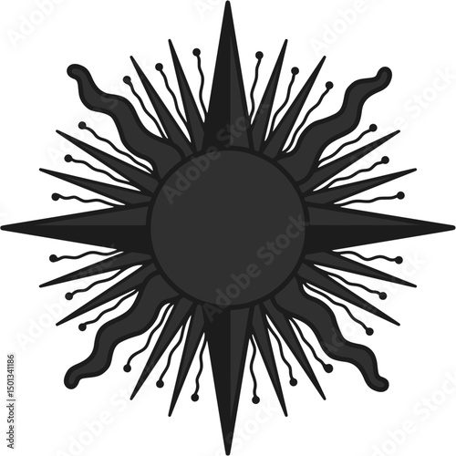 antique sun illustration; vintage solar depiction