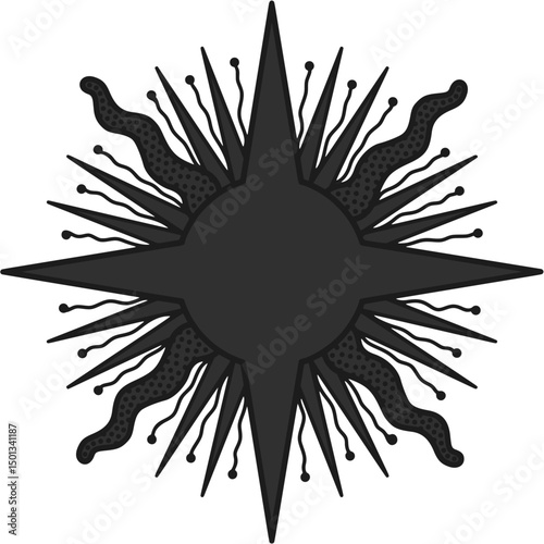 antique sun illustration; vintage solar depiction