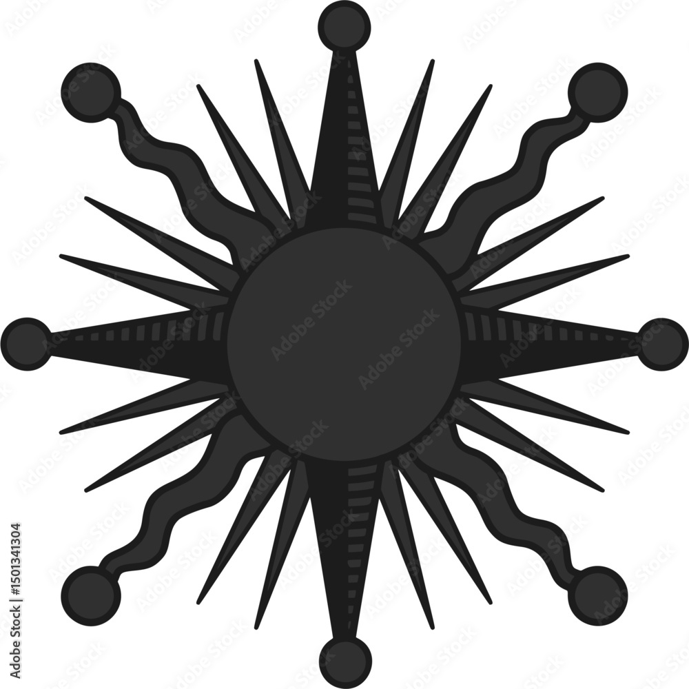 Obraz premium antique sun illustration; vintage solar depiction