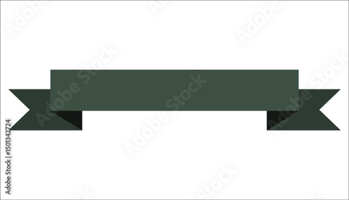 Dark olive green straight ribbon banner with minimalistic style and sharp edges, ideal for corporate branding, certificates, awards, and digital design projects. Isolated on white background.

