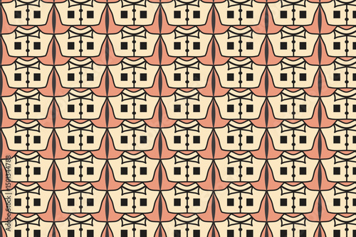 vector seamless pattern with geometric shape shirt or blouse shapes outlined in a dark brownish-reddish-orange color, textile abstract backgrounds