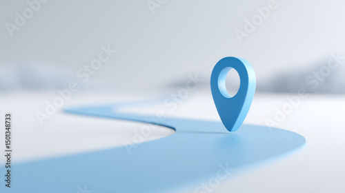 The 3D pointer icon above the road, with the pointer located above the road, provides positioning for the user
