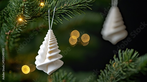 Elegant White Spiral Christmas Tree Ornaments